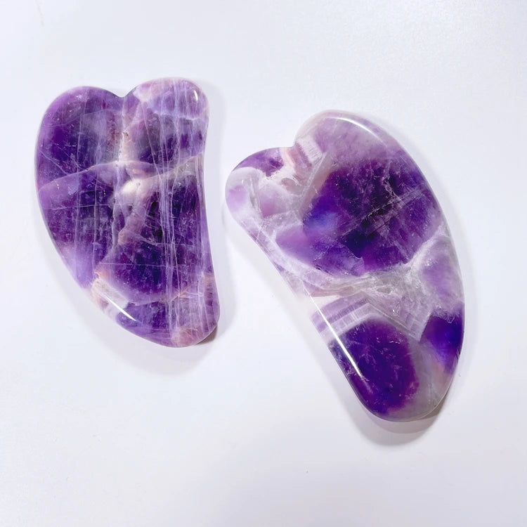 Huiying Factory Made Natural v Shape Amethyst Massage Tools Gem Gua Sha