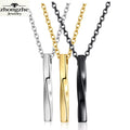 Factory Bar Necklace New Fashion Stainless Steel Waterproof Square Twisted Column Bar Pendant Necklace
