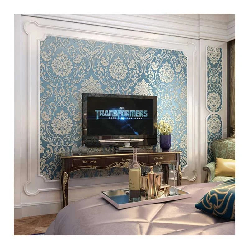 Factory Supply Classic Floral Design Deep Embossed Damascus Wall Paper Rolls 3d Wallpapers Wall Coating for Home Decoration