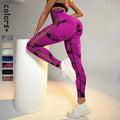 Marble Seamless Tie-dye Sport Leggings Women Gym Running Workout Hollow Out Yoga Pants Women Tights Fitness Scrunch Leggings