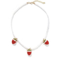 Kaimei 2025 New Arrival Fashion Jewelry Luxury Baroque Pearl Enamel Strawberry Pendant Necklace Handmade Bead Fruit Necklaces