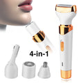 Painless Rechargeable Eyebrow Nose Hair Trimmer Beard Shaver 4 in 1 Electric Razor for Women