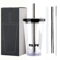 Factory Eco-friendly 450ML Boba Tea Cups Double Wall Reusable Plastic Straw Tumbler with Lid BPD Free Bubble Tea Boba Cup