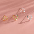 Trendy Heart Shape Zircon 925 Sterling Silver Earrings Hollow Out Luxury Stud Silver Earrings Jewelry for Parties Daily