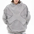 Oversized Drop Shoulder Hoodie for Men Distressed Fabric with Applique 100% Cotton Winter Season Digital Printing Blank Design