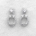 Sterling Silver 6*8mm Semi Mount Stud Eardrops Empty Frame Support Blank Setting S925 Base Without Center Stone DIY for Inlay