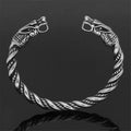 Mens Fashion Norse Viking Double Dragon Head Wristband Cuff Ancient Silver Bangle Bracelet Jewelry Gift