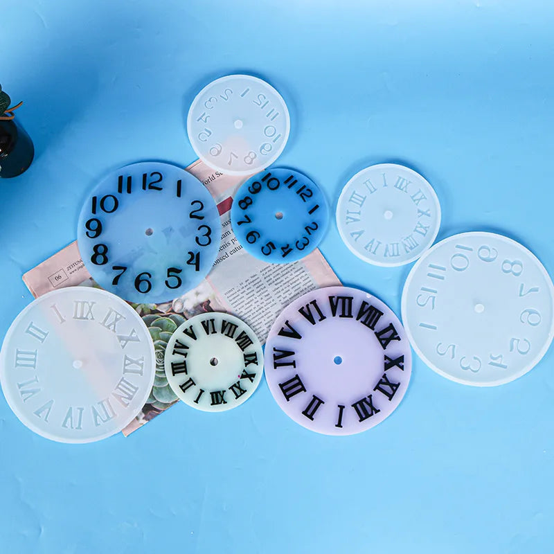 Crystal Glue Mold 4 Kinds Clock Ornaments Number Letter DIY Epoxy Resin Silica Gel Mold Mirror Making