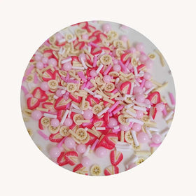 Strawberry and Banana Fruit Clay Slices Mixed Pink Pearls Round Beads Sprinkles Slime Crafts Filling Accessories
