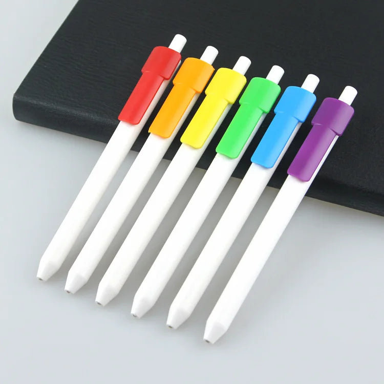 Custom Logo Slim Blue Red Yellow Purple Plastic Gel Pens 0.5mm Promotional Cute Style Black Ink Goodstar LY7124 Office School