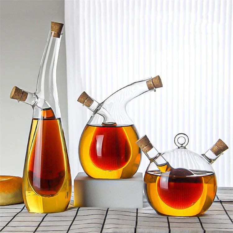 Home Kitchen BPA-Free High Borosilicate Glass Oil Dispenser Bottle Pot Handmade Clear Double Inner Liner Multiple Models Spice