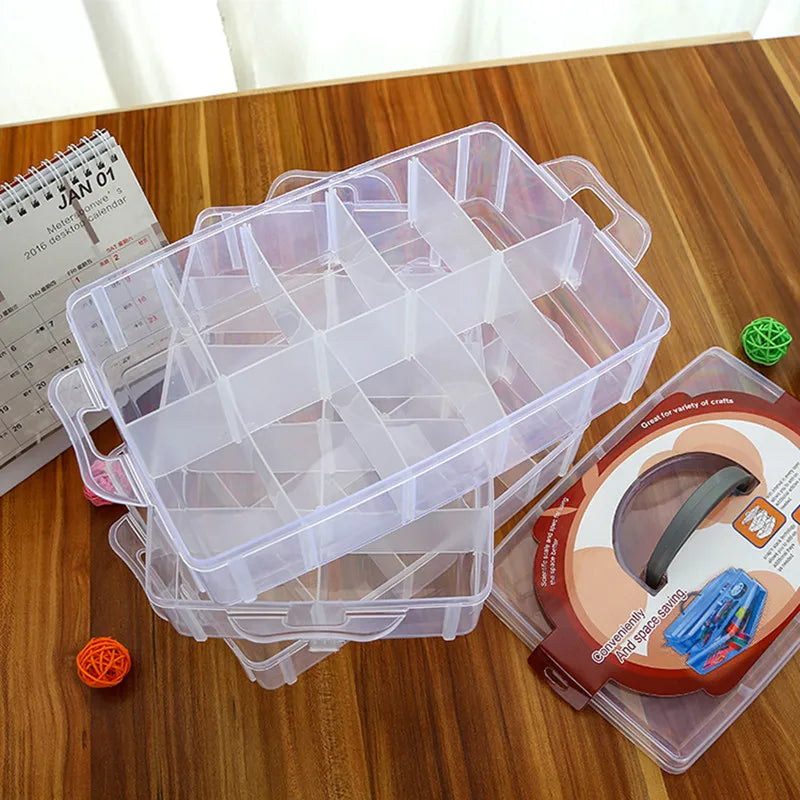 OWNSWING Plastic Storage Box Snap-Lock Clear Container Box for Storing Toy 3-Tier Stackable Craft Organizers