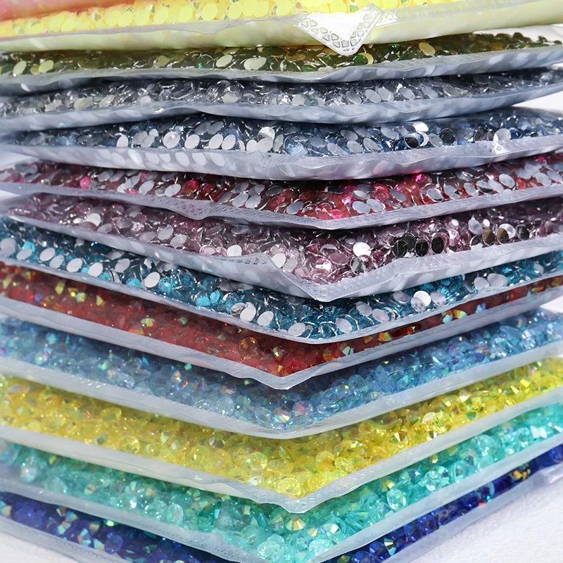 JC Crystal Wholesale Flat Back Non Hot Fix  Resin Rhinestones for Nail Art   DIY Craft Transparent Resin Rhinestones