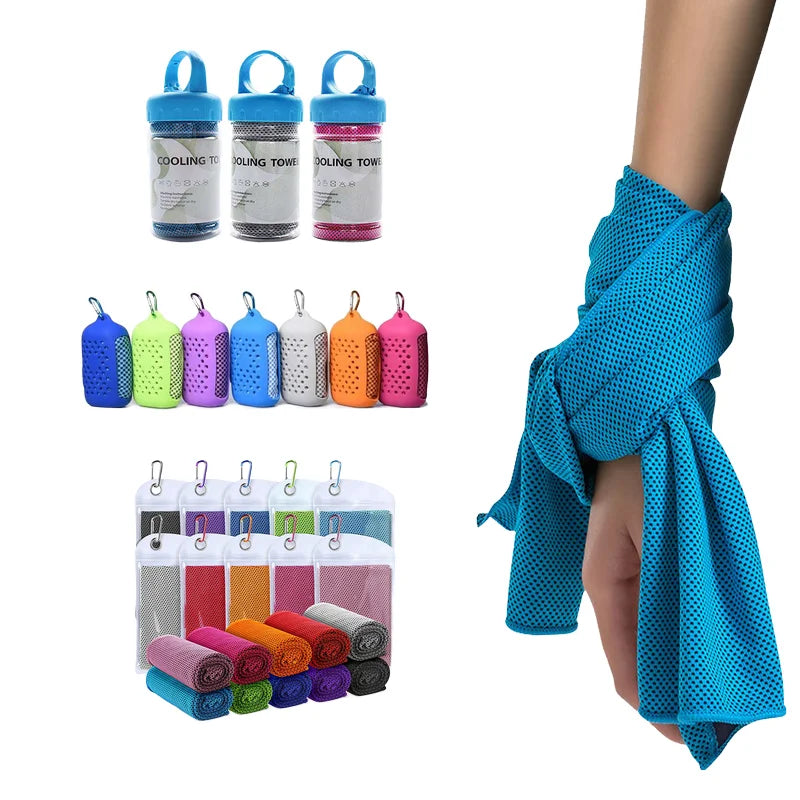 Manufacturer-Sold Quick-Dry Sports Towel Portable Travel Set with Cold Sensation Solid Color Logo Printed Fitness Beach Towel