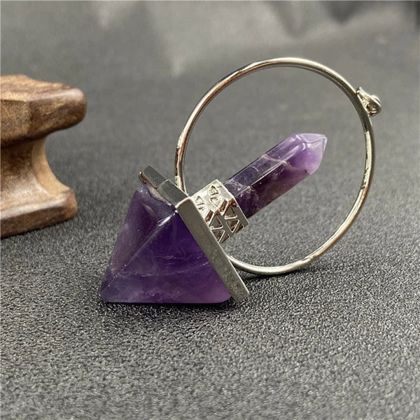 Diy Semi-Precious Stones Multi Gemstone Healing Amethyst Crystal Points Hexagon Pyramid Pendulum Pendant
