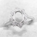 Sterling Silver 6*8mm Semi Mount Ring Empty Frame Blank Support Claw Setting S925 Base Holder Without Center Stone for DIY Inlay