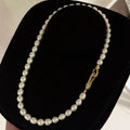 New 42cm Lobster Button Collarbone Chokers Necklace AAA Grade Platinum/18K Gold Plated 7-8mm Natural Freshwater Rice Pearl