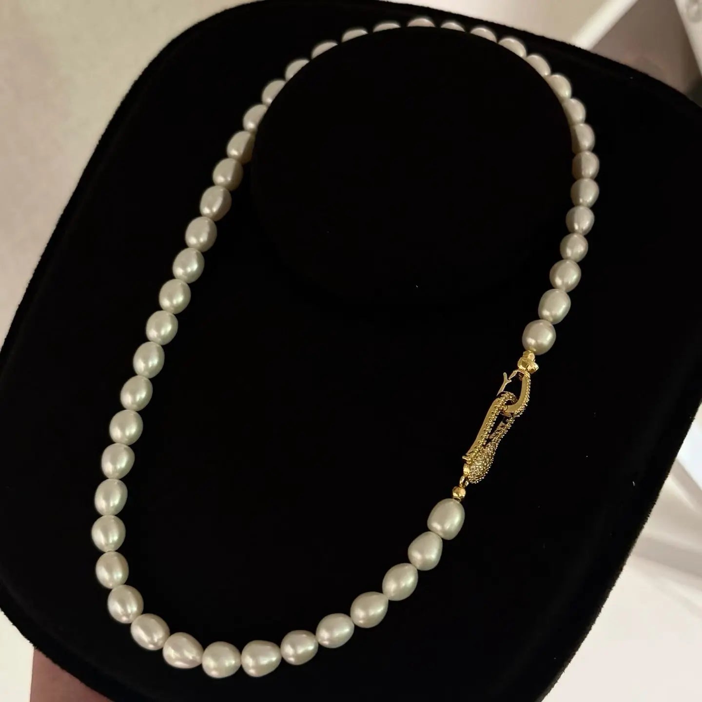 New 42cm Lobster Button Collarbone Chokers Necklace AAA Grade Platinum/18K Gold Plated 7-8mm Natural Freshwater Rice Pearl