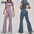RUIQUWIN High Waisted Tight Workout Active Apparel Athletic Wear Custom Women Leggings Fitness Seamless Yoga Set
