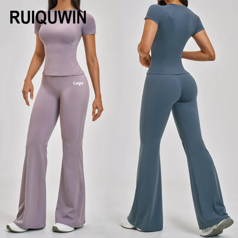 RUIQUWIN High Waisted Tight Workout Active Apparel Athletic Wear Custom Women Leggings Fitness Seamless Yoga Set