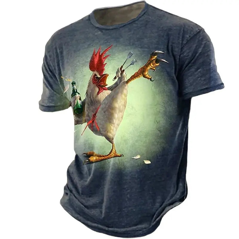 Fitspi Unisex Animal Rooster 3d Print Funny T-shirt Casual Short-sleeved Top Men's Oversized Breathable Shirt for Men 6xl Tshirt