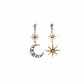 New Brand Asymmetric Multi Crystal Star Moon Pendant Earrings for Women Charms Jewelry Party Wholesale