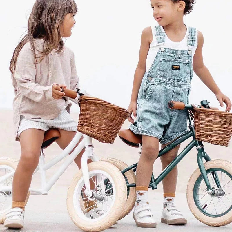 12-inch High-Ten Steel Kids Bicycle Fashion Design Single Speed Balance Bike with Wicker Basket for Children