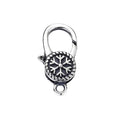 Oxidized Silver Snowflake Rope Edge Design Charm Clasp Lock Medium Necklace Link Lock Lobster Findings With 1.5mm Hole