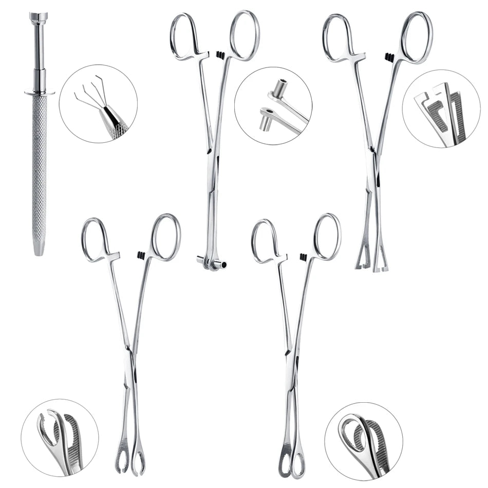 Professional Steel Belly Ear Tongue Septum Lip Piercing Forceps Tweezer Clamp Plier CloserOpener Needle Clamp