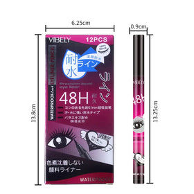 Black Quickly-dry 36H Durable Eyeliner Box Waterproof Natural Smooth Eye Liner Pencil Set