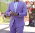 Custom Made Lavender Casual Man Suits 2 Pieces Groom Wedding Wear Prom Party Blazers Costume Hommes  Wedding Suit Men Tuxedos
