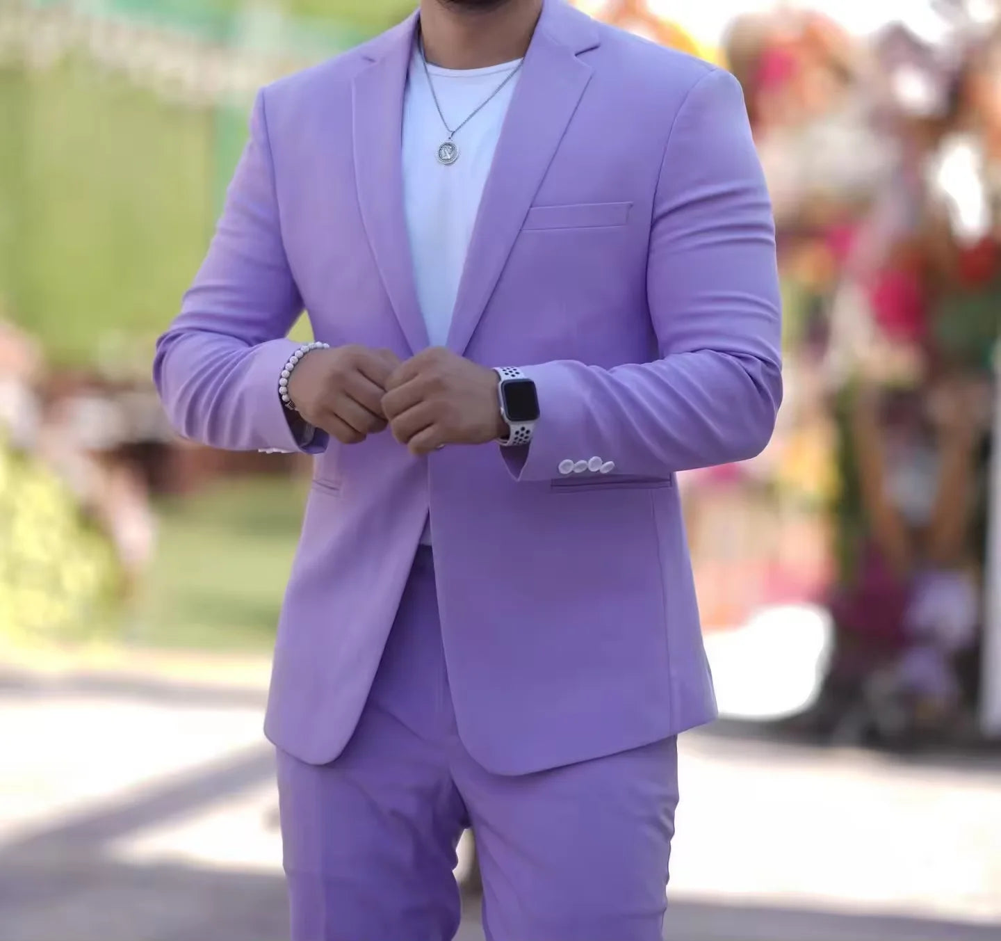 Custom Made Lavender Casual Man Suits 2 Pieces Groom Wedding Wear Prom Party Blazers Costume Hommes  Wedding Suit Men Tuxedos