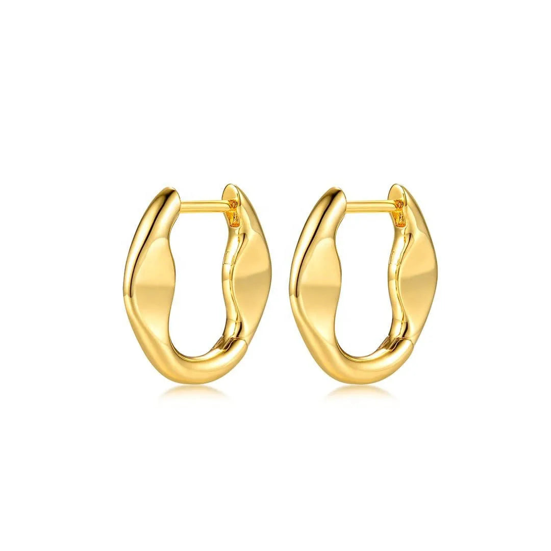 LOZRUNVE 925 Sterling Silver Gold Ear Hoops Earring Piercing Jewelry Fashion
