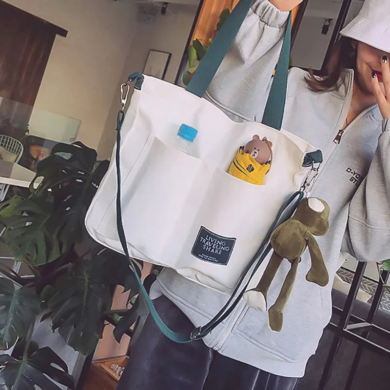 Baigou Factory Promotional Cute Trend Solid Color Fashion Zipper Portable Waterproof Tote Canvas Bags Custom Printed Logo China