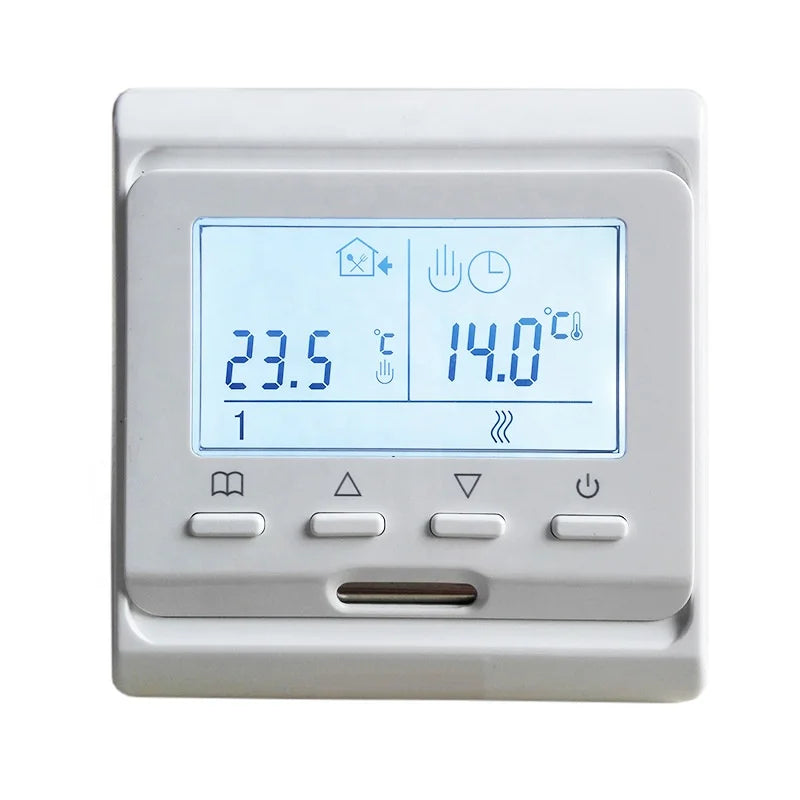 M6 220V LCD Programmable Electric Digital Floor Heating ABS Thermostat Controller for Kitchen Bathroom Hotel Basement & Park