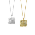 Wuqie New Design Sterling Silver Irregular Geometric Square Pendant Silver Necklace