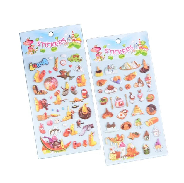 Wholesale Custom 3D PVC Bubble Stickers Lovely Animal Sponge Bubble Decals UV Printing Custom Sticker Cartoon Stickers for Kids