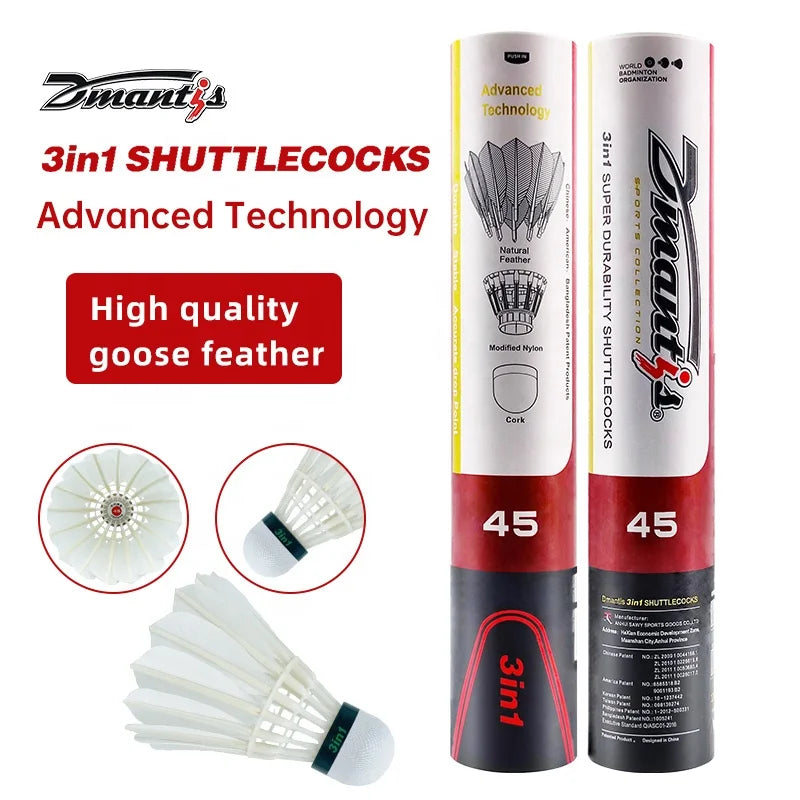 Dmantis Brand D45 Durable and Stable Goose Flex Feather Badminton Shuttlecocks Hot Selling Training Shuttlecocks