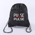Printed Custom Durable Black Waterproof Earphone Hole Polyester Drawstring String Back Pack logo Sport Gym Bag with Outer Pocket