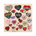 Cartoon Black Heart Letters Embroidered DIY Garment Patch Hot Melt Adhesive for Hats Clothing Shoes Bags Decoration Iron-On