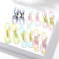 Colorful Transparent Resin Acrylic Chain Link Earrings New Arrival Fashion Drop Jewelry for Women and Girls