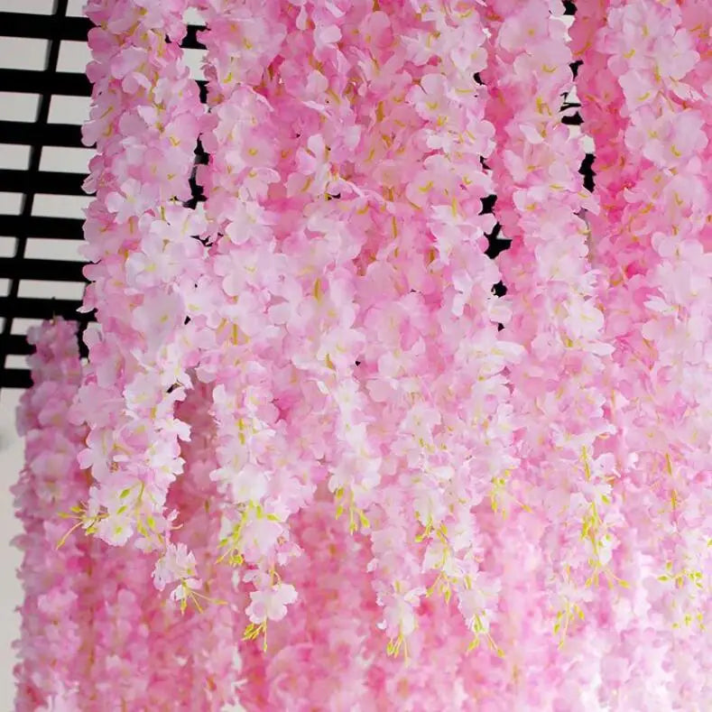 A-1517 Adjustable Length Artificial Ceiling Cherry Blossom Flower Wedding Decor Silk Ceiling Hanging Flowers