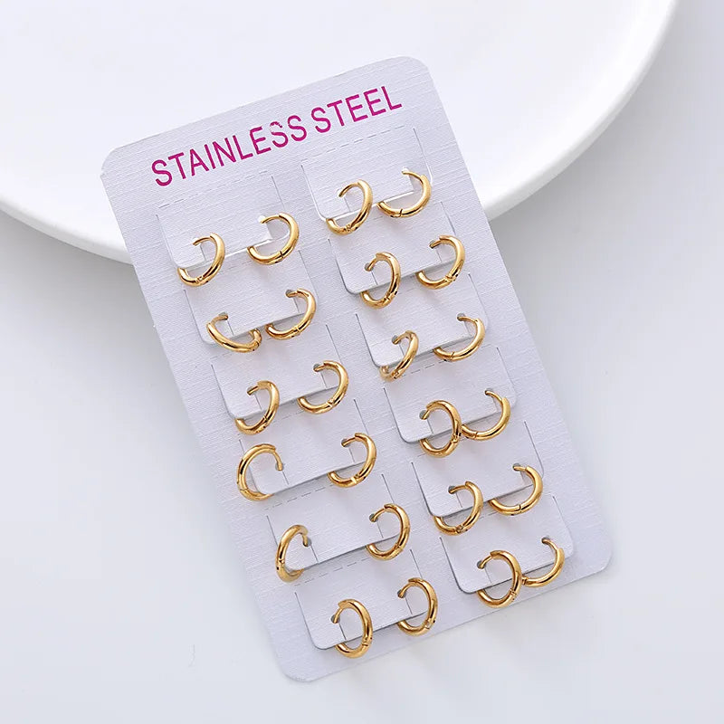 Bulk Wholesale Inoxydable Stainless Steel Gold Plated Small Huggie Earrings Jewelry Stock Lots