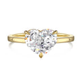 Dylam Simple Design Women 925 Sterling Silver 18K Gold 3 Prong Setting Heart Shape 8A Zirconia Diamond Wedding Engagement Rings