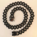 Iced Out Miami Choker Jewelry Hip Hop Alloy and Diamond 15mm Width Gun Black Metal Plated Cuban Link Chain Necklace
