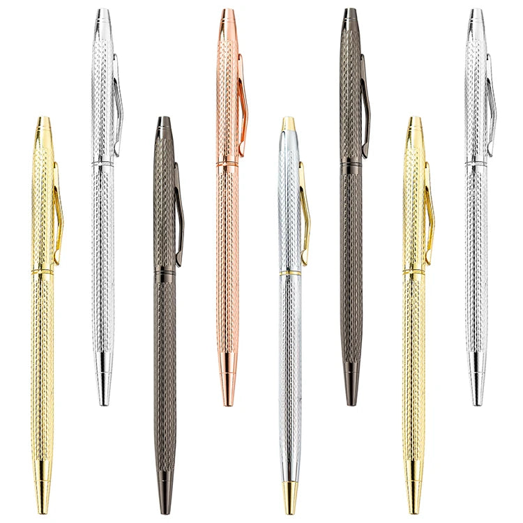 High Quality Custom Logo Slim Gold Metal Sports Ball Pen VIP Luxury Engraved 1.0mm Writing Width Environment-protective Ink