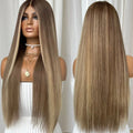 Straight Wig  Natural Remy Glueless Highlight Ash Blonde 100% Human Hair 180 Density Wigs 13x6 Lace Front Wigs Preplucked