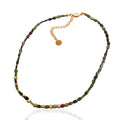 New Design  Purple Flat Bead String Real Gold Plated Brass Small Square Beaded Necklace