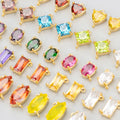 MF57 6pcs/lot 18k Gold Plated Copper Zircon Charms Wholesale Jewelry Accessories for DIY Pendants Necklace Making Bag Findings