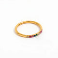 Fenny Stainless Steel No Fade Stylish Colorful Diamond Half Paved Ring Permanent for Women 18K Gold Plated Wholesale Jewelry
